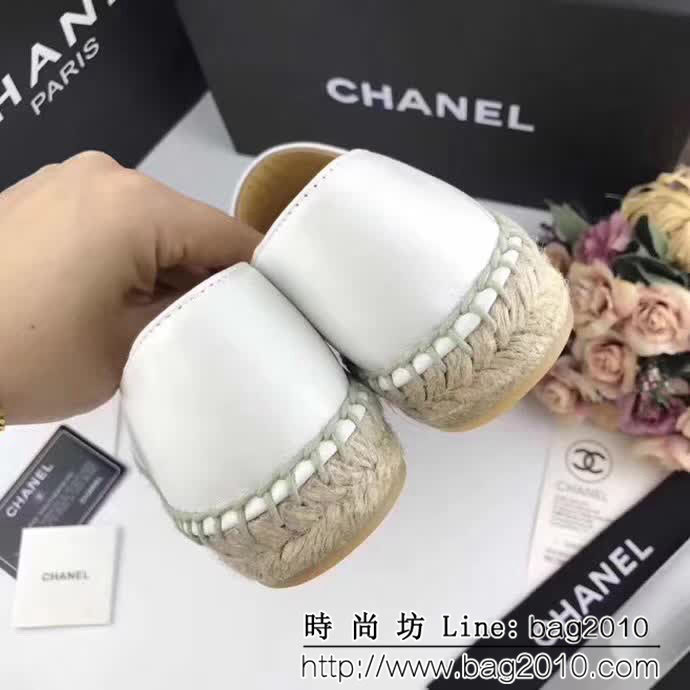 CHANEL香奈兒 彩色羊皮系列 漁夫工藝 白色綿羊皮 女休閒鞋 QZS2325